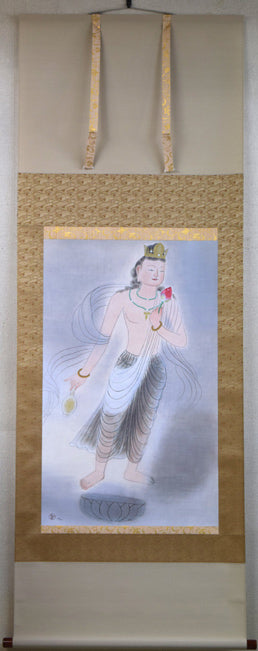 小倉遊亀「観自在」彩霧描画方式複製画掛軸・共箱