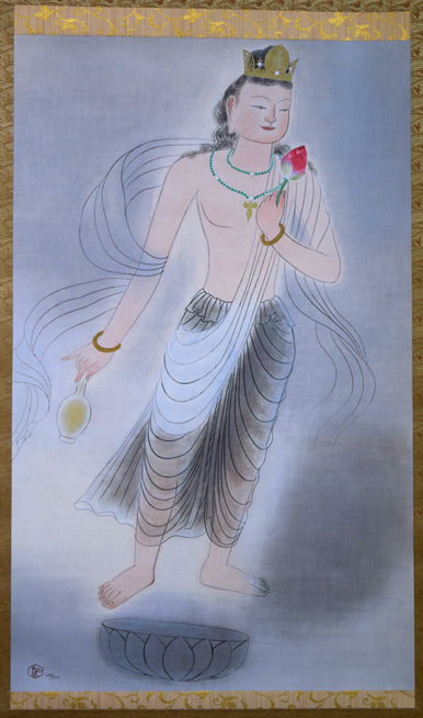 小倉遊亀「観自在」彩霧描画方式複製画掛軸・共箱 作品拡大画像