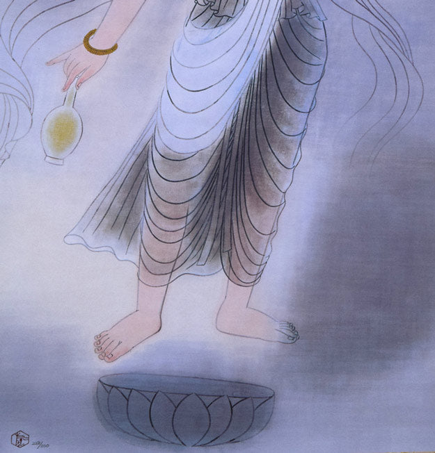 小倉遊亀「観自在」彩霧描画方式複製画掛軸・共箱 拡大画像2