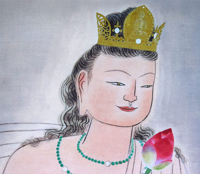 小倉遊亀「観自在」彩霧描画方式複製画掛軸・共箱 拡大画像3