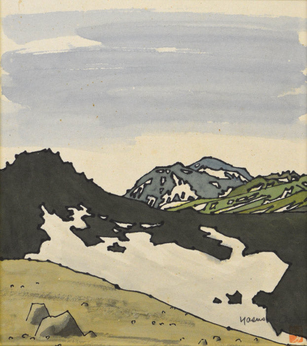 大本 靖「大雪山(旭岳)」水彩画 拡大部分