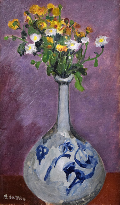 岡部文之助「花」油絵・M6号 作品全体拡大画像