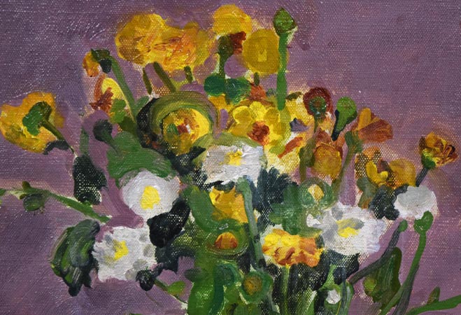 岡部文之助「花」油絵・M6号 拡大画像2