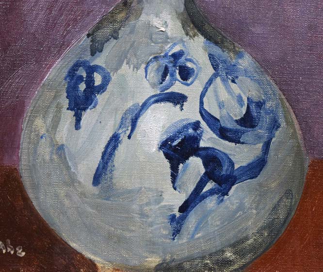 岡部文之助「花」油絵・M6号 拡大画像4