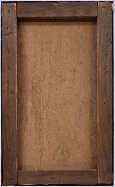 岡部文之助「花」油絵・M6号 キャンバス裏側画像