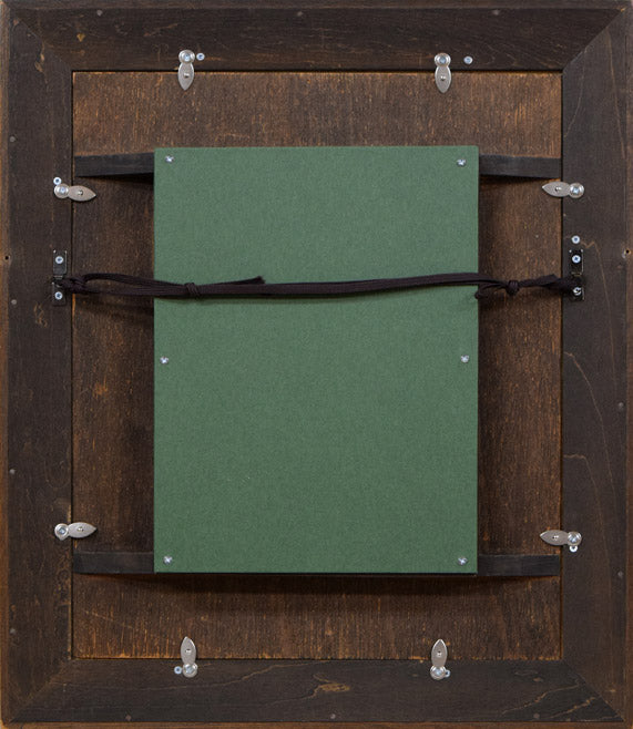 岡部文之助「パンジー」油絵・変形サイズ(20.4×14) 額縁裏側画像