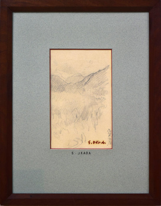 岡田三郎助「志賀高原」鉛筆デッサン画