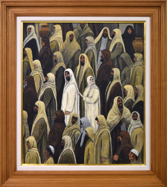 岡田利彦「雑踏(長血の女)」油絵・F10号