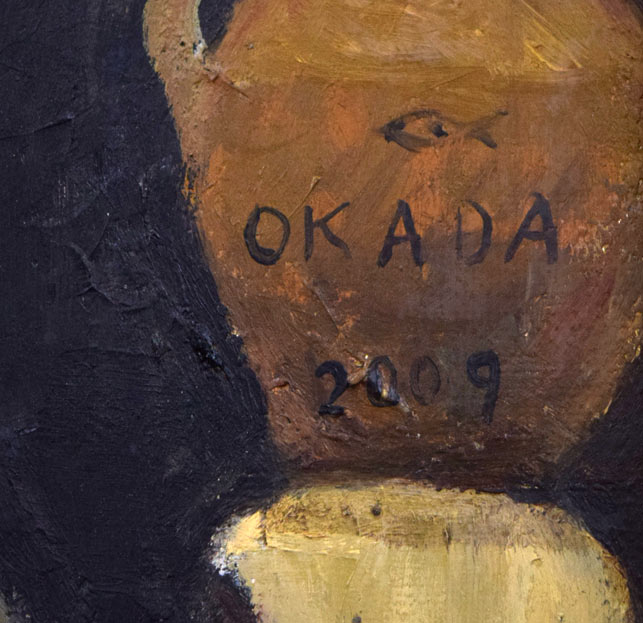 岡田利彦「雑踏(長血の女)」油絵・F10号 サイン・年記(2009年)拡大画像