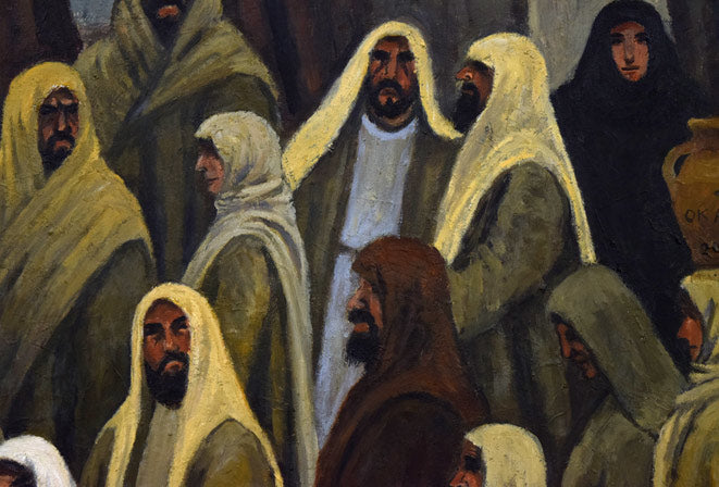 岡田利彦「雑踏(長血の女)」油絵・F10号 拡大画像2