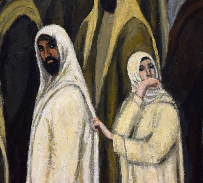 岡田利彦「雑踏(長血の女)」油絵・F10号 拡大画像3