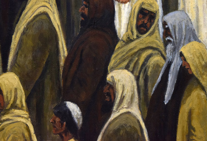 岡田利彦「雑踏(長血の女)」油絵・F10号 拡大画像4