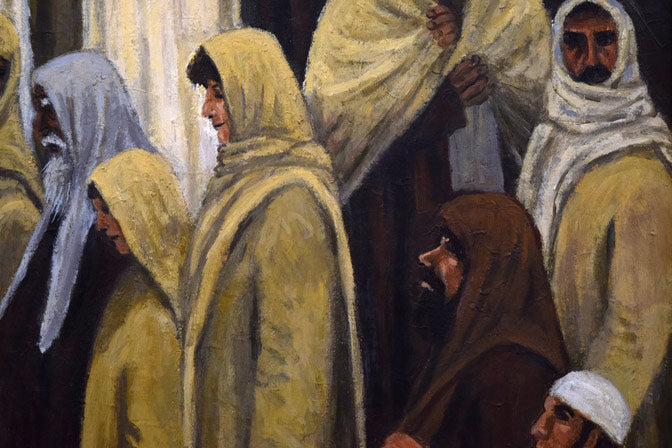 岡田利彦「雑踏(長血の女)」油絵・F10号 拡大画像5