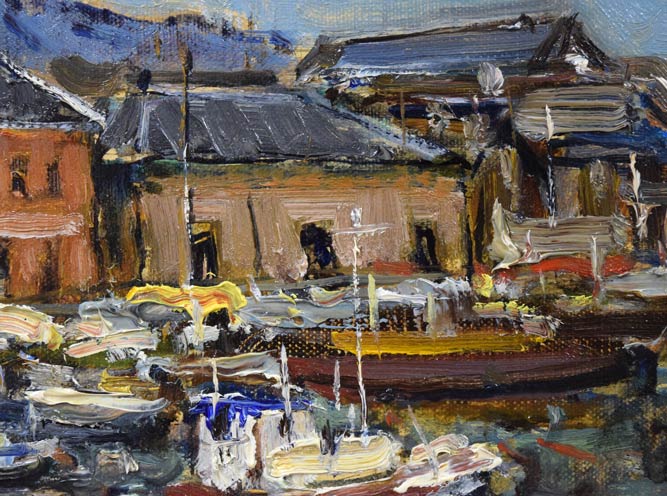 岡本肇「小樽風景(小樽運河)」油絵・SM 拡大画像2