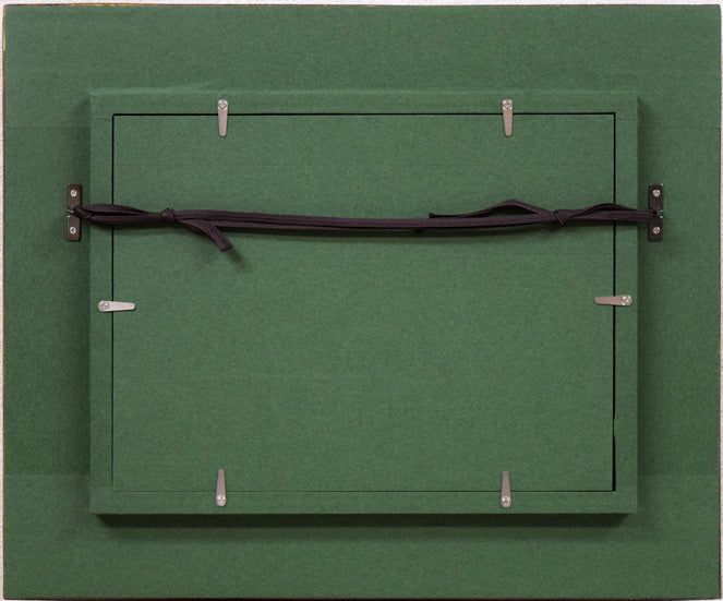 岡本肇「小樽風景(小樽運河)」油絵・SM 額縁裏側画像