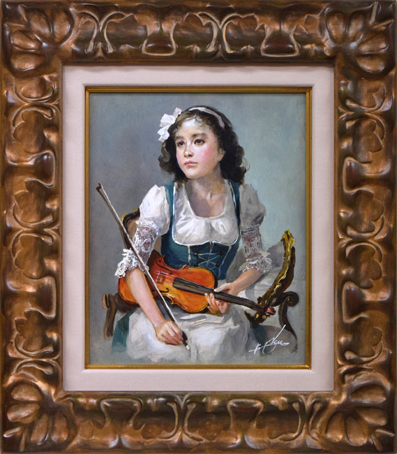 バイオリンを持つ少女 絵画買取・販売の小竹美術