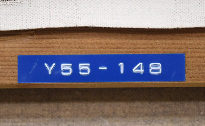 奥龍之介「バイオリンを持つ少女」油絵・F3号 裏側拡大画像1(「一枚の繪」管理番号シール)