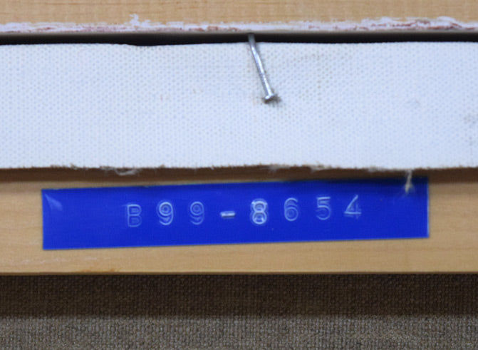 奥龍之介「マンドリンの少女」油絵・F8号 裏側拡大画像2(「一枚の繪」管理シール)