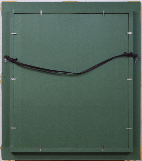 奥龍之介「マンドリンの少女」油絵・F8号 額縁裏側画像