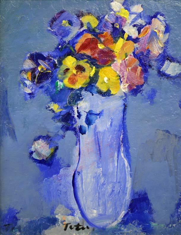 小野垣哲之助「花」油絵・F6号 拡大部分