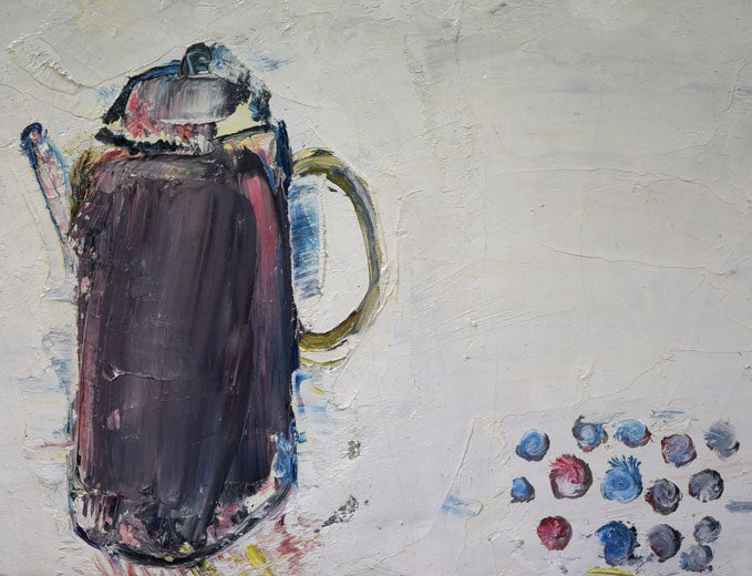 小野州一「静物」油絵・F8号 拡大画像2