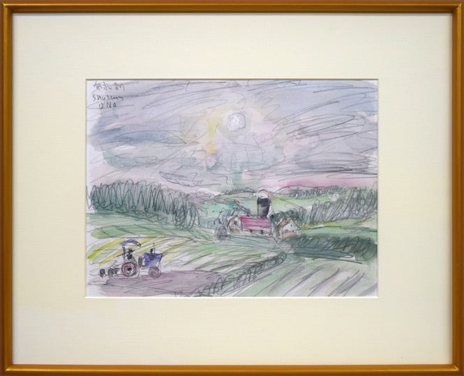 小野州一「午後の布礼別(富良野)」水彩画