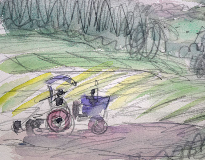 小野州一「午後の布礼別(富良野)」水彩画 拡大画像2