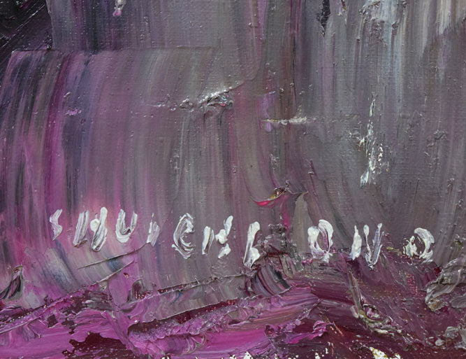 小野州一「花」油絵・F8号 サイン拡大画像