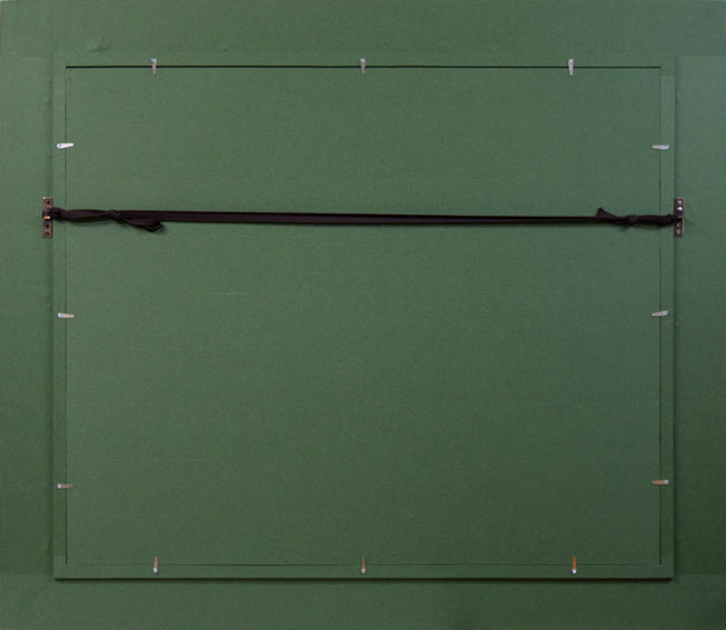 小野州一「夕陽と建物(巴里)」油絵・仏F6号 額縁裏側画像