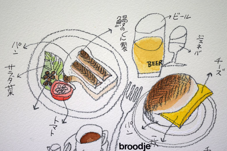 おおば比呂司「ゴッホが最期を過ごした下宿」肉筆原画 拡大部分2