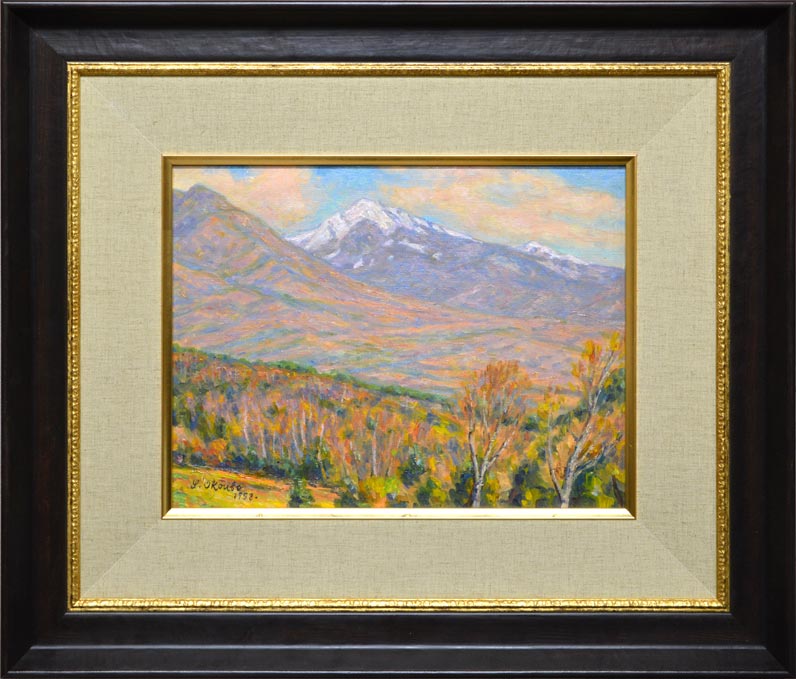 大久保作次郎「笠ヶ岳新雪」油絵・F6号・1958年作