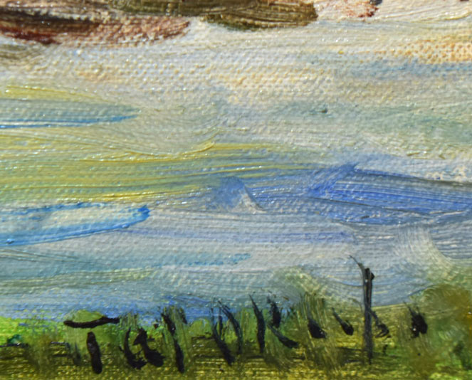 大久保泰「快晴大沼公園(函館・駒ヶ岳)」油絵・F6号 サイン拡大画像