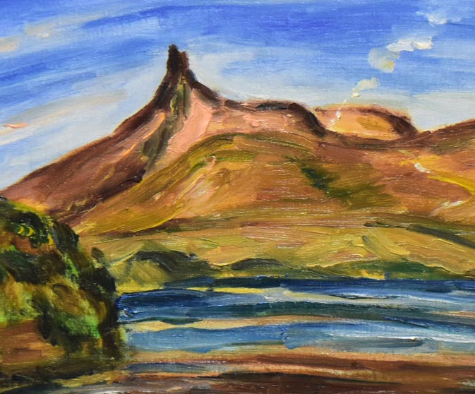 大久保泰「快晴大沼公園(函館・駒ヶ岳)」油絵・F6号 拡大画像1