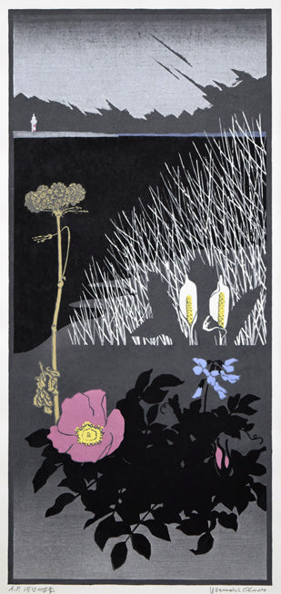 大本靖「河口の四季」木版画 作品全体拡大画像