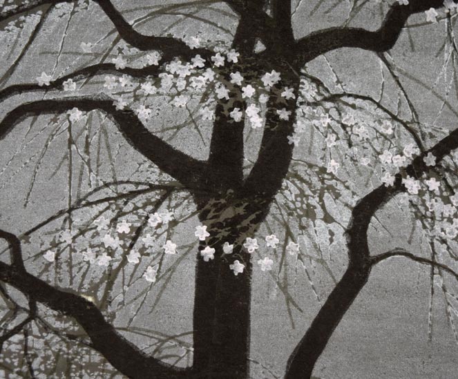 大本靖「三分咲き」木版画 拡大画像4
