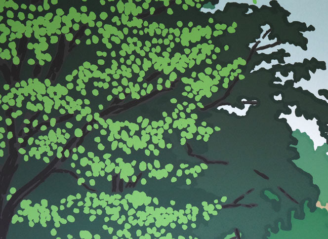 大本靖「初夏の北大構内S」シルクスクリーン版画 拡大画像1