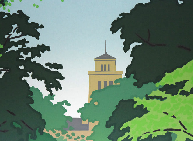 大本靖「初夏の北大構内S」シルクスクリーン版画 拡大画像2