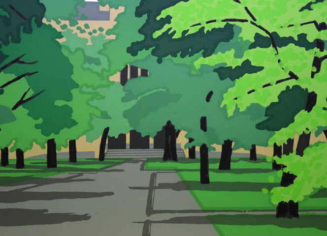 大本靖「初夏の北大構内S」シルクスクリーン版画 拡大画像3