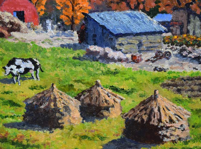 大塚武「牛のいる牧場風景」油絵・F10号 拡大画像3