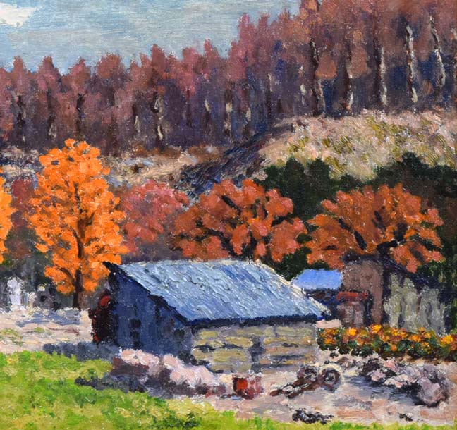 大塚武「牛のいる牧場風景」油絵・F10号 拡大画像1