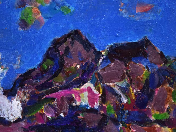 大内田茂士「箱根・大涌谷(オオワクダニ)」油絵・F6号 拡大画像2