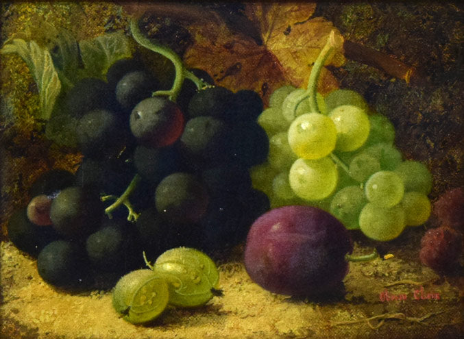 オリバー・クレア「果実のある静物」油絵（16×20ｃｍ）　作品全体拡大画像