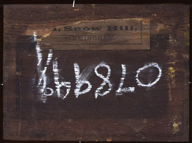 オリバー・クレア「果実のある静物」油絵(16×20cm) 作品裏側画像