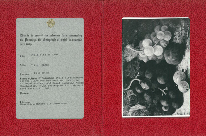オリバー・クレア「果実のある静物」油絵(16×20cm) 作品保証書画像1