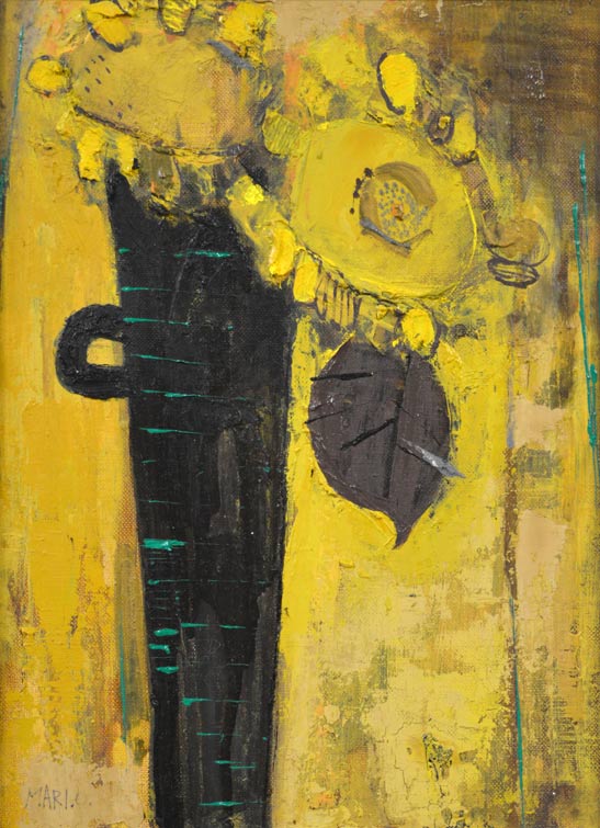 折橋真理子「ひまわり」油絵・F4号 拡大部分