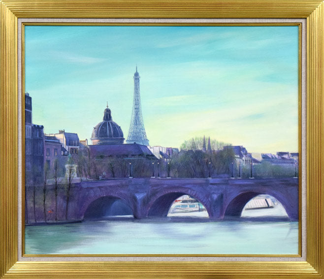 乙丸哲延「セーヌの洪水(パリ)」油絵・F20号
