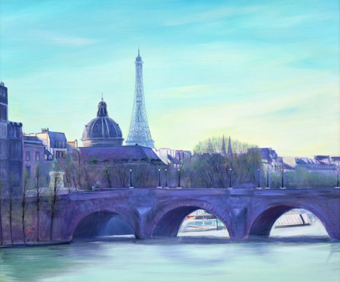 乙丸哲延「セーヌの洪水（パリ）」油絵・F20号　作品全体拡大画像