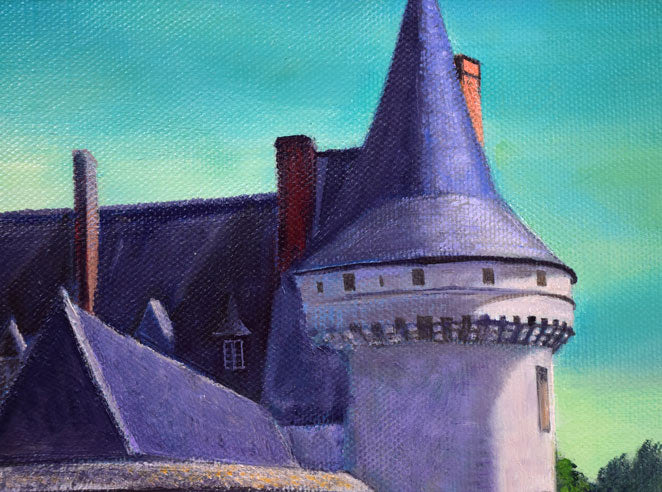 乙丸哲延「城への道」油絵・F6号 拡大画像1