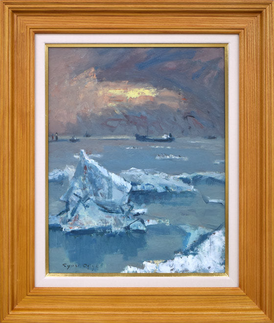 扇谷章二「流氷風景」油絵・F6号