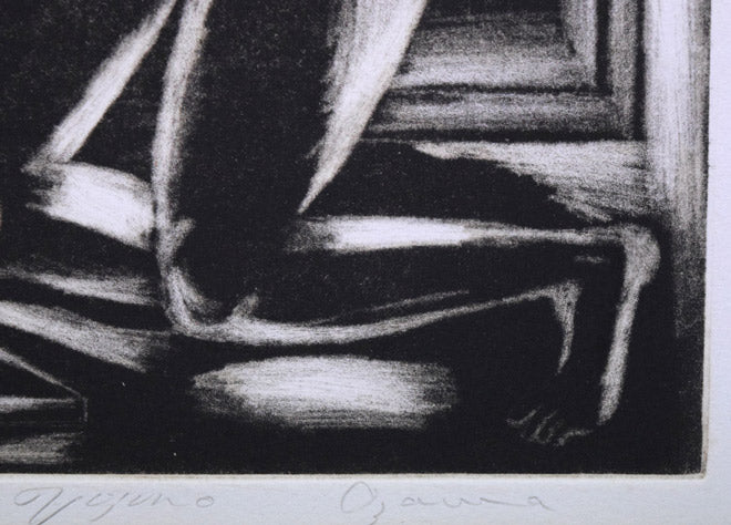 小沢勇寿郎「エーゲ海の夢」銅版画　本人直筆鉛筆サイン画像